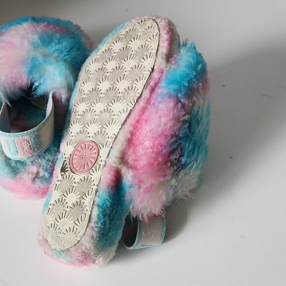 UGG | Fluff Yeah Slides Slippers Blue Pink Cotton Candy Sz 6 - Picture 5 of 5